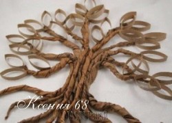 Ксения 68 -  Панно "Дерево" из бумажных упаковочных пакетов и бобинок от полотенец