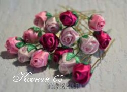Ксения 68 - Шпилька РОЗОЧКА из лент в технике канзаши. Видео мастер-класс