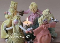 Ксения 68 - Рождественский подсвечник &quot;Хоровод&quot;. Соленое тесто. МК