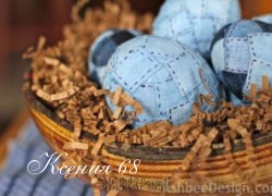 Ксения 68 - Пасхальные яйца, украшенные кусочками джинсовой ткани. МК