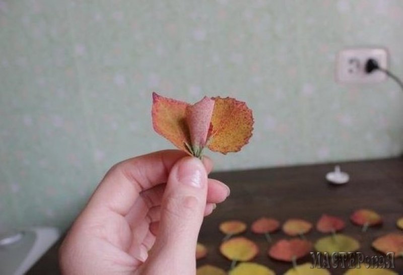Роза из опавших листьев